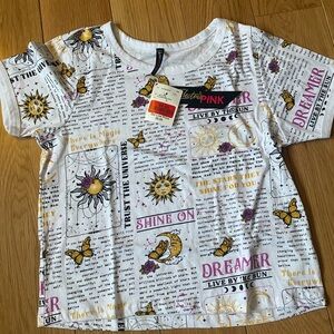 White Newspaper Graphic T-Shirt